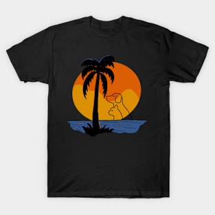 sunset with dog and cat -cat shirt-dog shirt T-Shirt